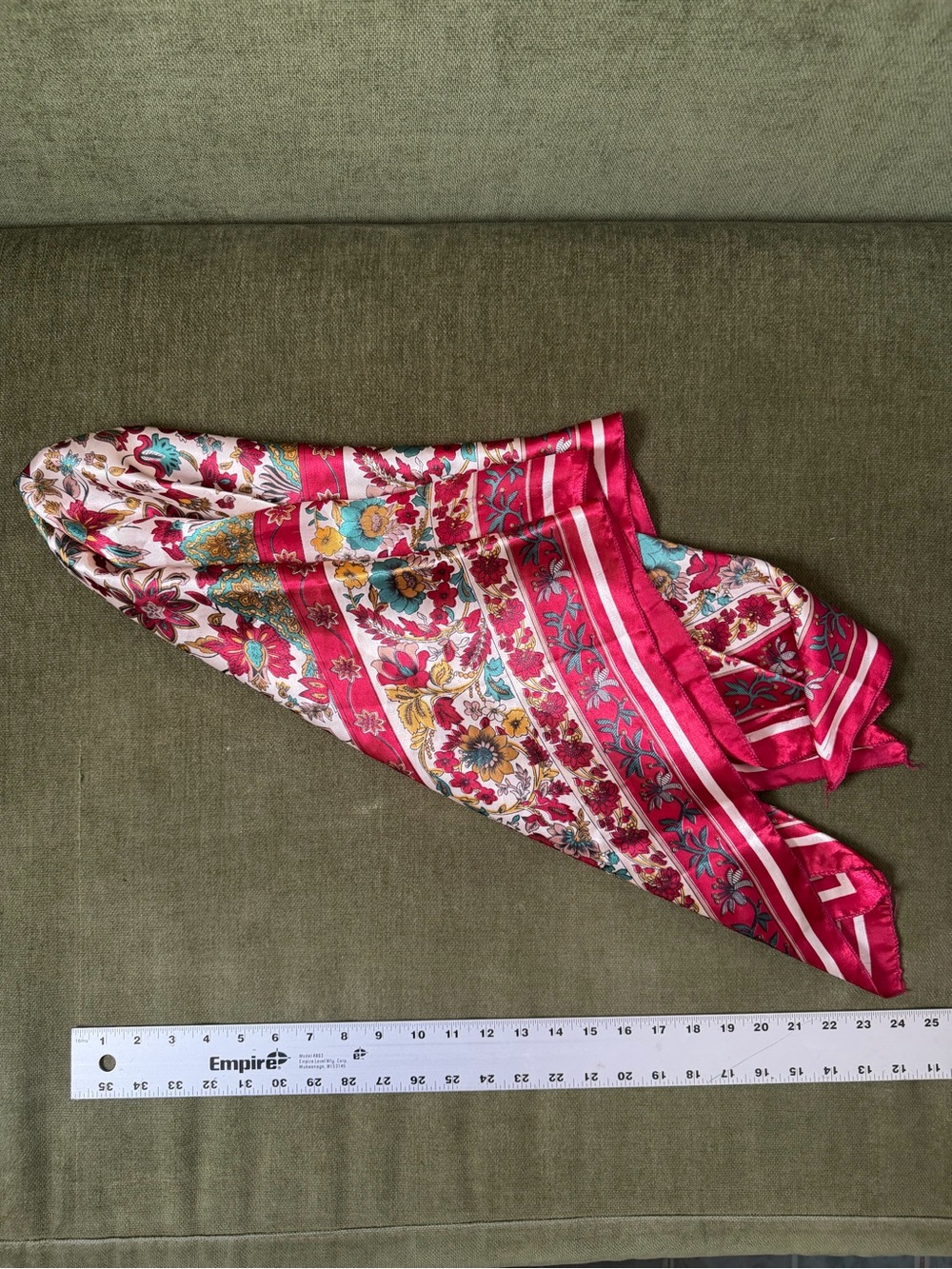 Floral Silk Like Patterned Pink Scarf